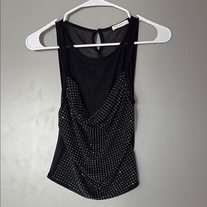 The Snooki Shop Black & Silver Sheer Rhinestone Sleeveless Top